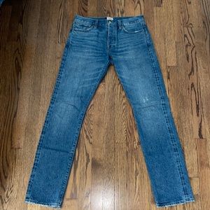 J Crew 770 straight Jean in light wash Japanese Selvedge Denim